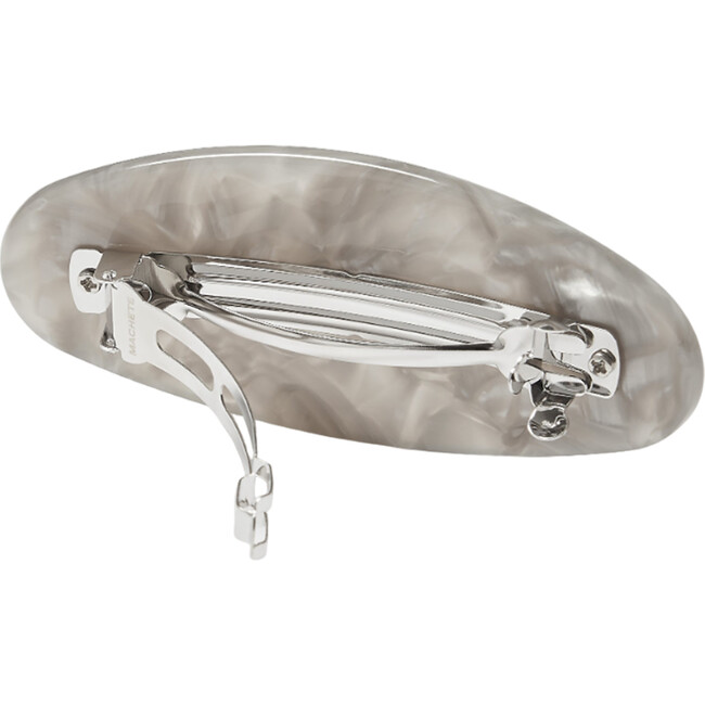 Jumbo Handcrafted Oversized Oval Barrette, Grey Shell