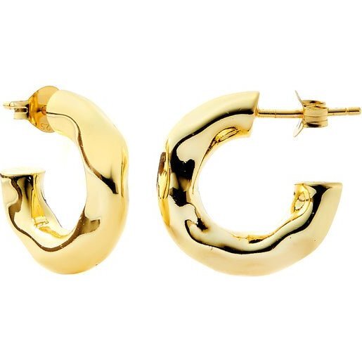 .75" Wavy Hoops, Gold - Earrings - 1