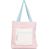 Color Block Tote – Corduroy & Sherpa Bag with Double Pockets + Cozy Coin Purse - Cotton Candy Pink - Bags - 1 - thumbnail