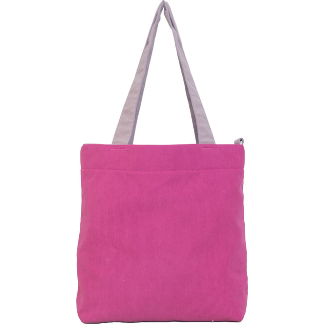 Color Block Tote – Corduroy & Sherpa Bag with Double Pockets + Cozy Coin Purse - Hibiscus Pink - Bags - 3