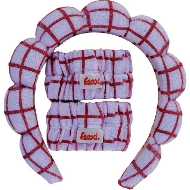 GRWM Headband + Wristband Sets, Red Striped