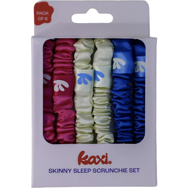 Kaxi Skinny Satin Sleep Scrunchie Pack (pack of 6), Multi