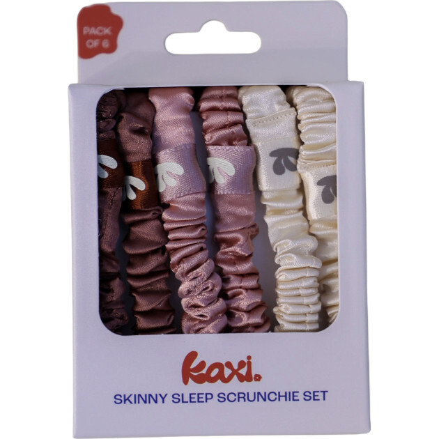 Kaxi Skinny Satin Sleep Scrunchie Pack (pack of 6), Neutral