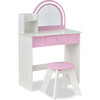 Rosé Shine Wood Vanity & Desk with LED Mirror & Stool, Pink/White - Play Vanities - 1 - thumbnail