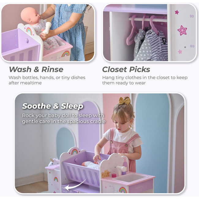 Olivia's Little World Wood Doll Nursery with Cradle, Sink & Closet