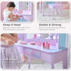 Stardust Gisele Wood Vanity Table with LED Mirror & Drawer, Purple - Play Vanities - 3 - thumbnail