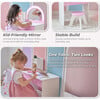 Rosé Shine Wood Vanity & Desk with LED Mirror & Stool, Pink/White - Play Vanities - 3 - thumbnail