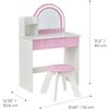 Rosé Shine Wood Vanity & Desk with LED Mirror & Stool, Pink/White - Play Vanities - 4 - thumbnail