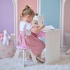 Rosé Shine Wood Vanity & Desk with LED Mirror & Stool, Pink/White - Play Vanities - 6 - thumbnail