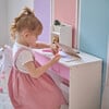 Rosé Shine Wood Vanity & Desk with LED Mirror & Stool, Pink/White - Play Vanities - 7 - thumbnail