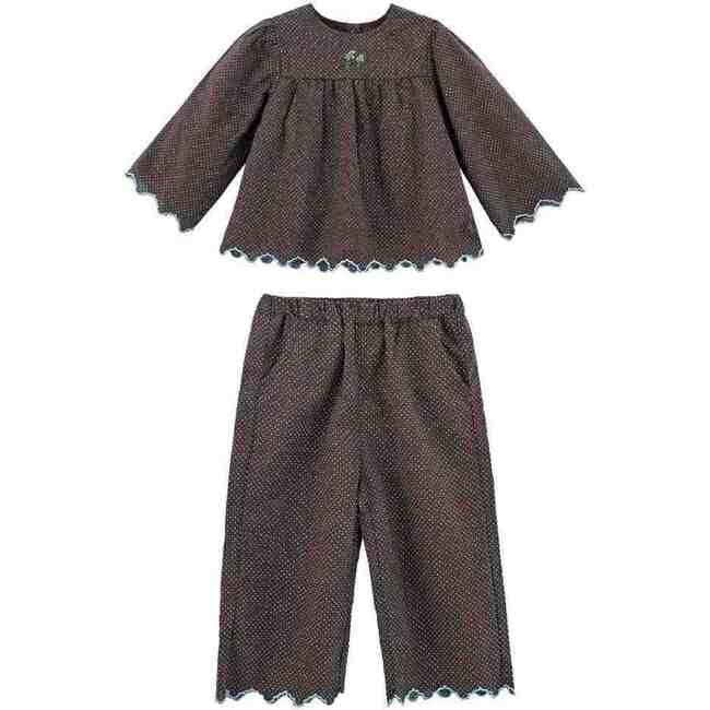 Polka Dot Scallop Set, Brown