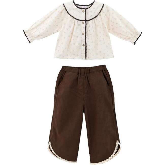Set with Lace Detail, Brown