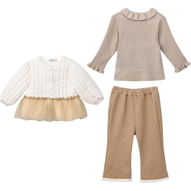 Quilted Ruffle Outfit, Beige