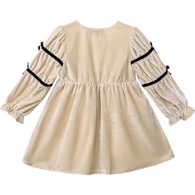 Velvet Bow Dress, Beige