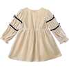 Velvet Bow Dress, Beige - Dresses - 2 - thumbnail
