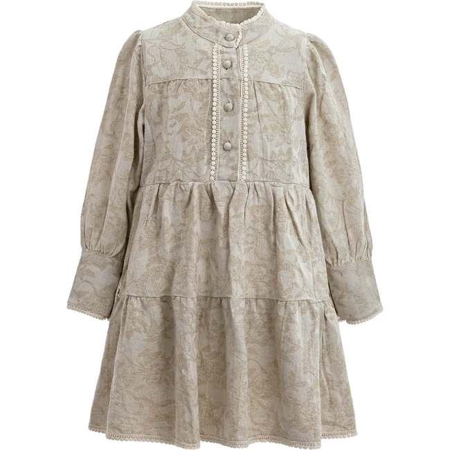 Tiered Modest Dress, Beige