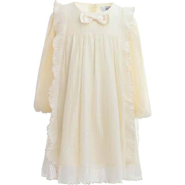 Pleated Bow Dress, Cream
