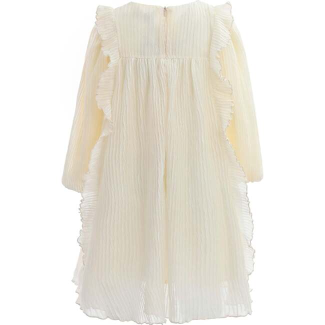 Pleated Bow Dress, Cream - Dresses - 3