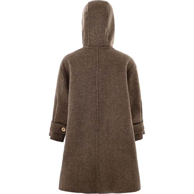 Hooded Wool Coat & Mittens Set, Brown