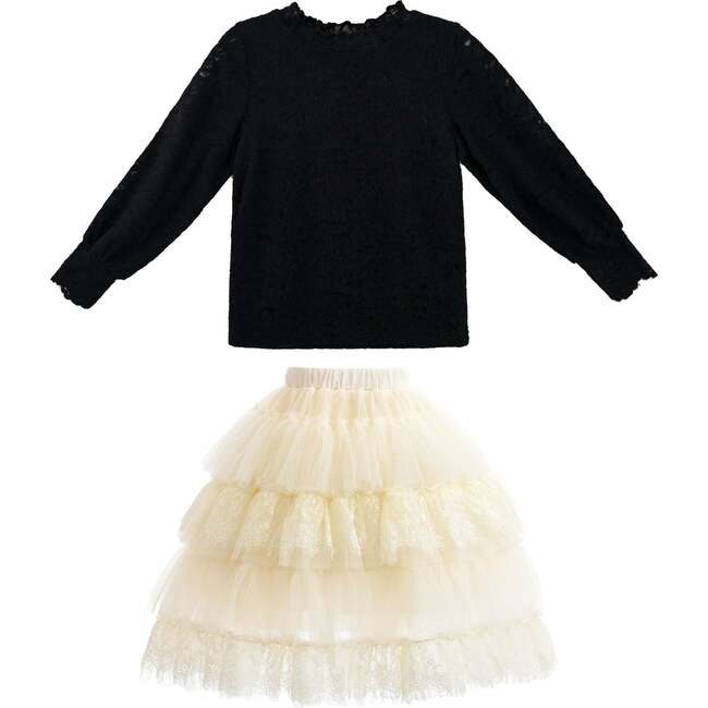 Knit Top with Tulle Skirt, Black