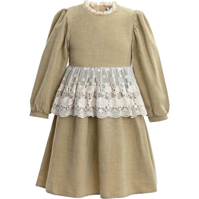 Lace Waist Dress, Beige
