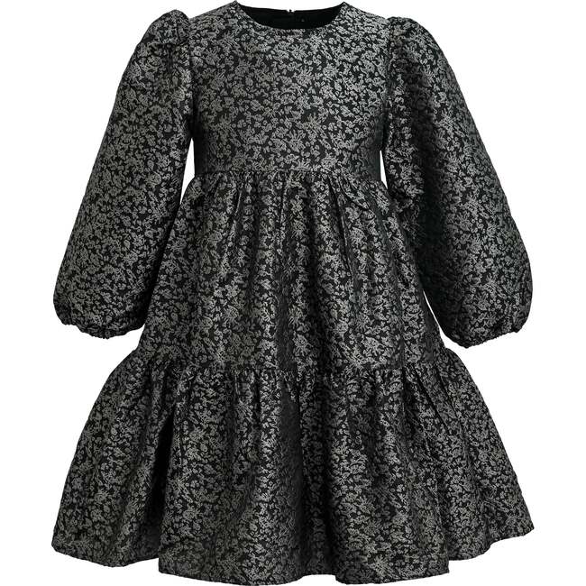 Tiered Floral Dress, Black