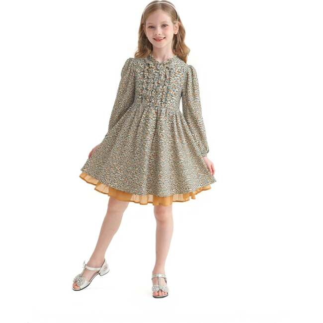 Floral Layered Dress, Green