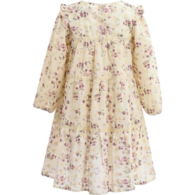 Floral Ruffle Dress, Ivory - Dresses - 3