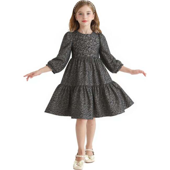 Tiered Floral Dress, Black - Dresses - 4