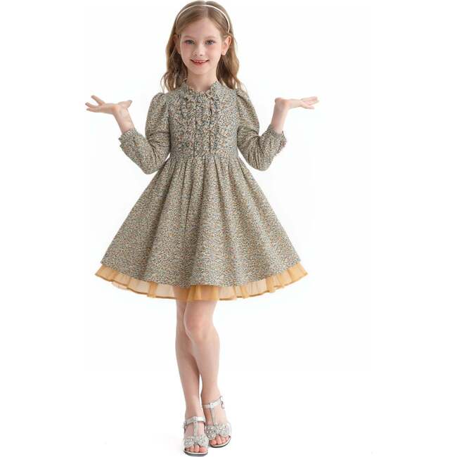 Floral Layered Dress, Green - Dresses - 4