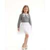 Lace-Bow Top with Tiered Skirt, Grey - Skirts - 6 - thumbnail