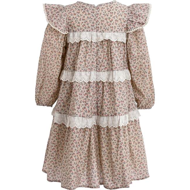 Floral Lace Tiered Dress, Beige - Dresses - 3