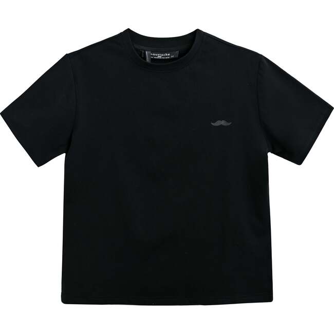 T-Shirt with Mustache Detail, Black