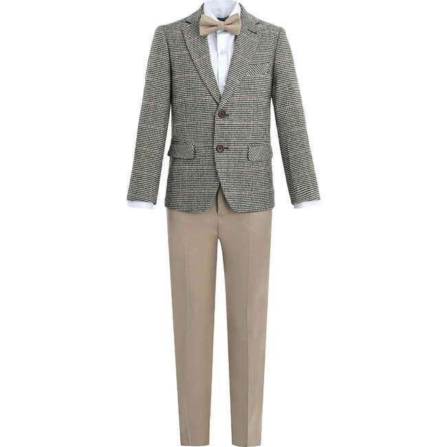 Checkered Blazer and Trousers Set, Beige