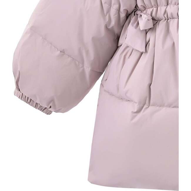 Ruffle-Hood Coat with Matching Scarf, Purple