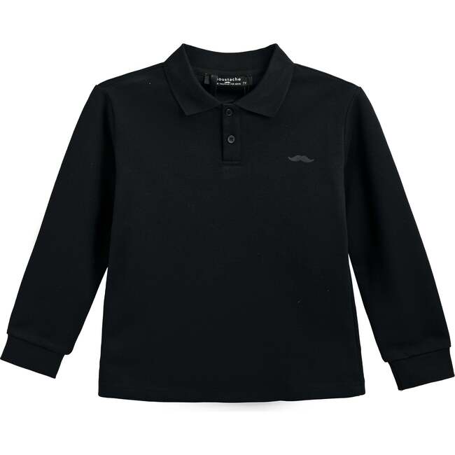 Long-Sleeve Polo Shirt, Black