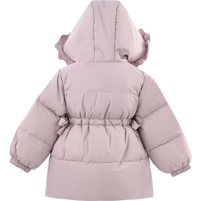 Ruffle-Hood Coat with Matching Scarf, Purple - Coats - 3