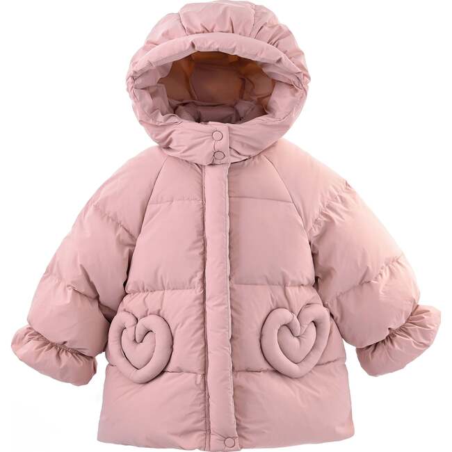 Glow Heart-Pocket Puffer Jacket, Pink