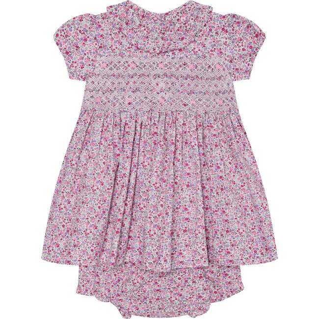 Hand-Smocked Baby Dress Tulip, Pink - Dresses - 1