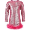 Shimmering Metallic Feather Dress Hot Pink - Dresses - 1 - thumbnail