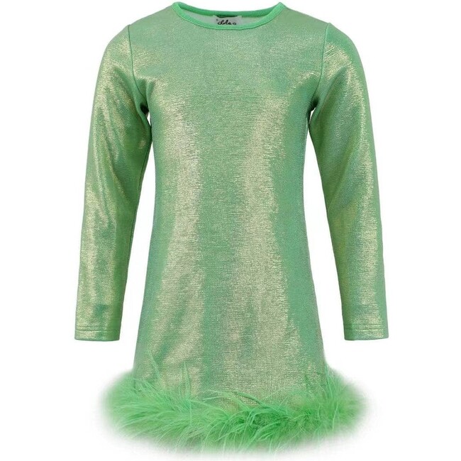 Shimmering Metallic Feather Dress Green