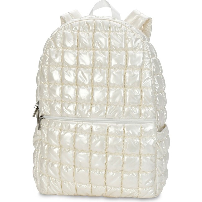 Pearl White Shiny Puffer Backpack