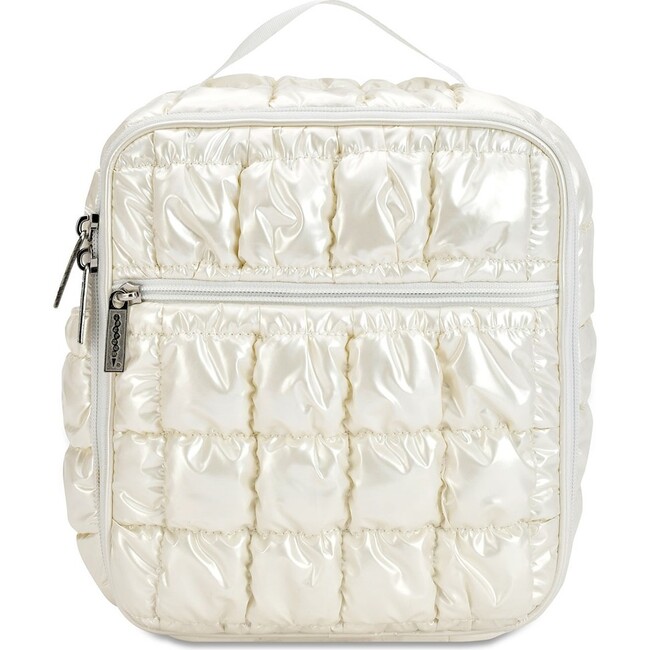 Pearl White Shiny Puffer Lunch Tote