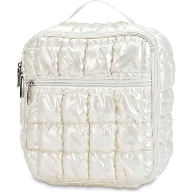 Pearl White Shiny Puffer Lunch Tote