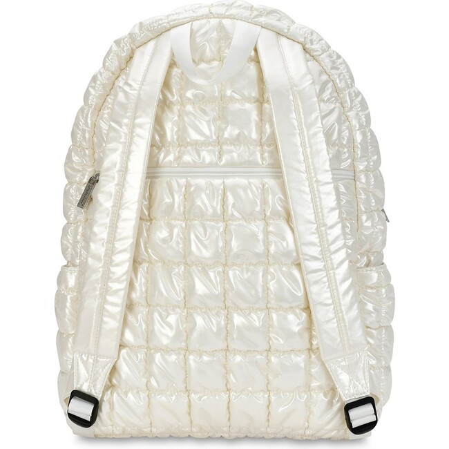 Pearl White Shiny Puffer Backpack - Backpacks - 3