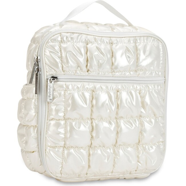 Pearl White Shiny Puffer Lunch Tote - Lunchbags - 3