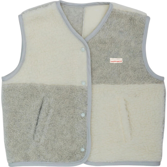 Adult Merino Wool Vest, Cream & Grey