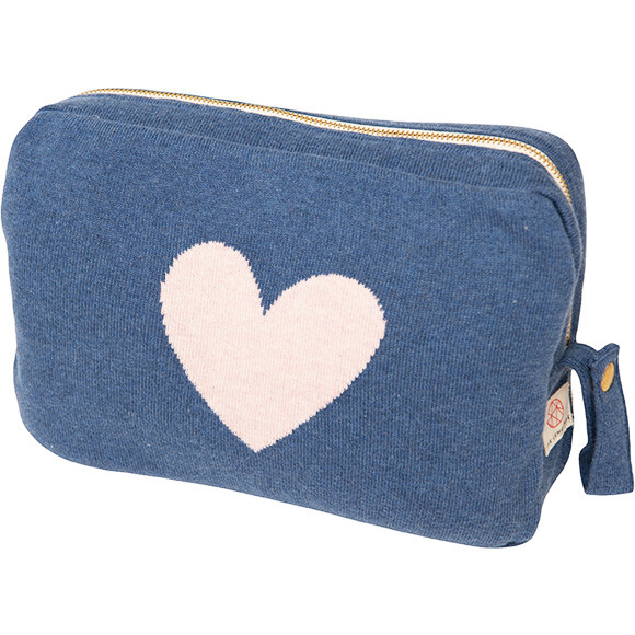 Hearts Reversible Blanket Travel Set, Marine/Pink - Blankets - 2