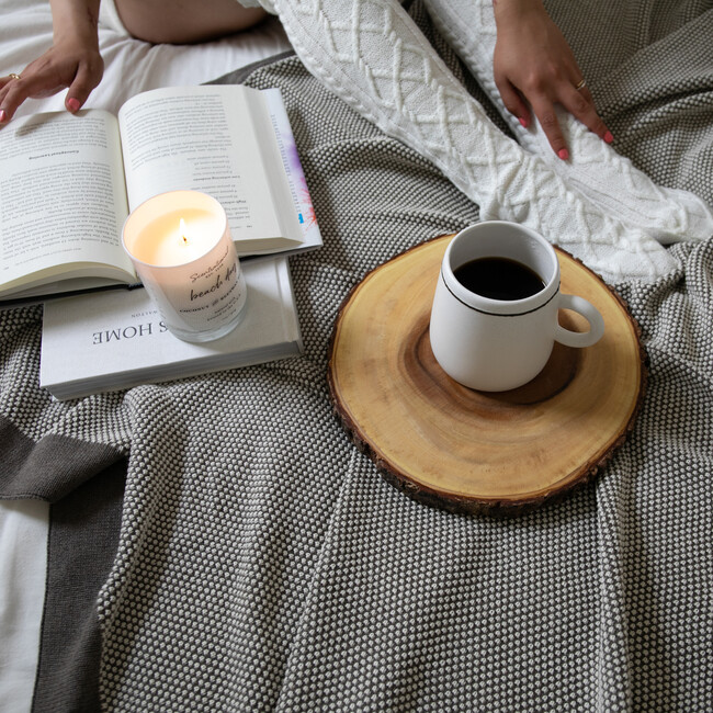 Eka Stipple Throw Blanket, Dark Brown