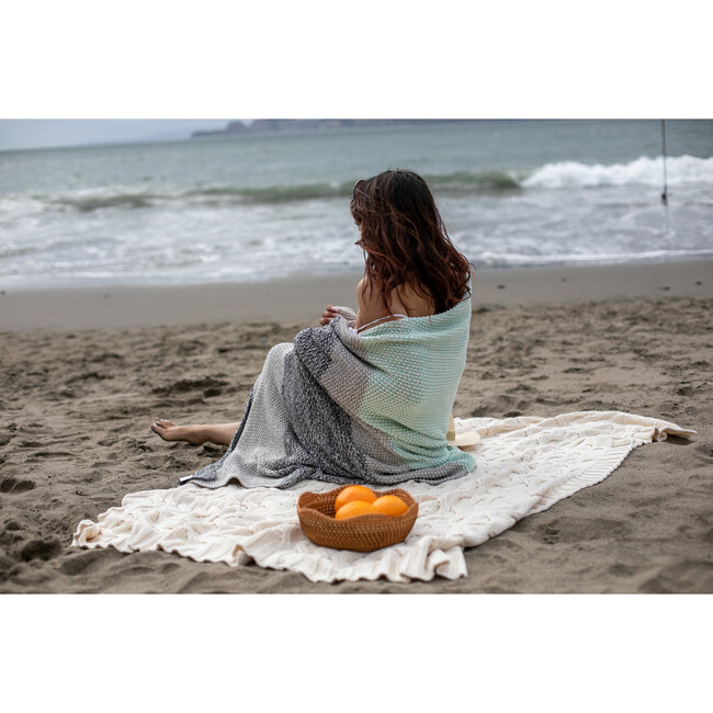 Vena Throw Blanket, Mint/Grey - Throws - 3